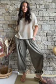 Rustic Nature Linen Blend Barrel Pant Washed Walnut